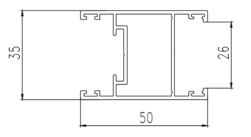 35-Series Medium-Narrow Sliding Door Aluminum Profile