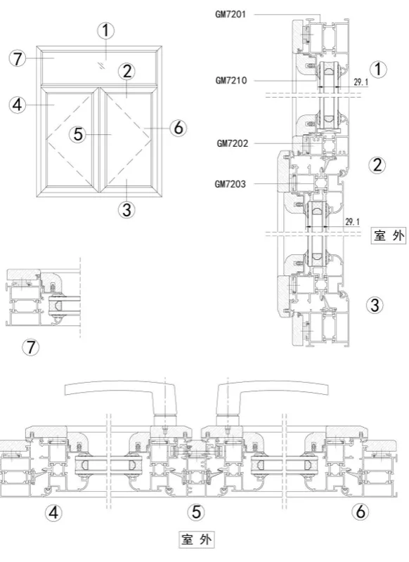 GM72 Series Aluminium-Wood Thermal-Break Inward-Opening Window