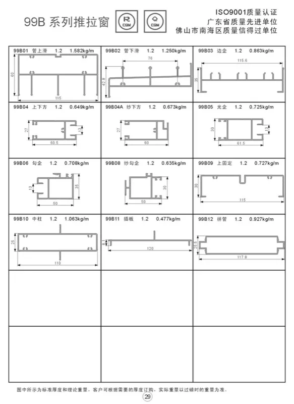 Series-99B Sliding Window Profile