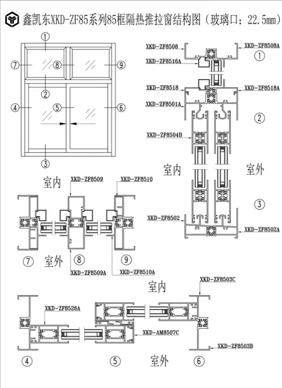 ZF85 Series Thermal Break Sliding Window Profile