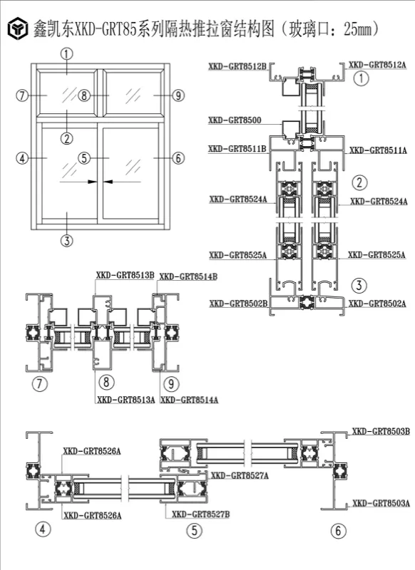 GRT85 Series Thermal Break Sliding Window Profile