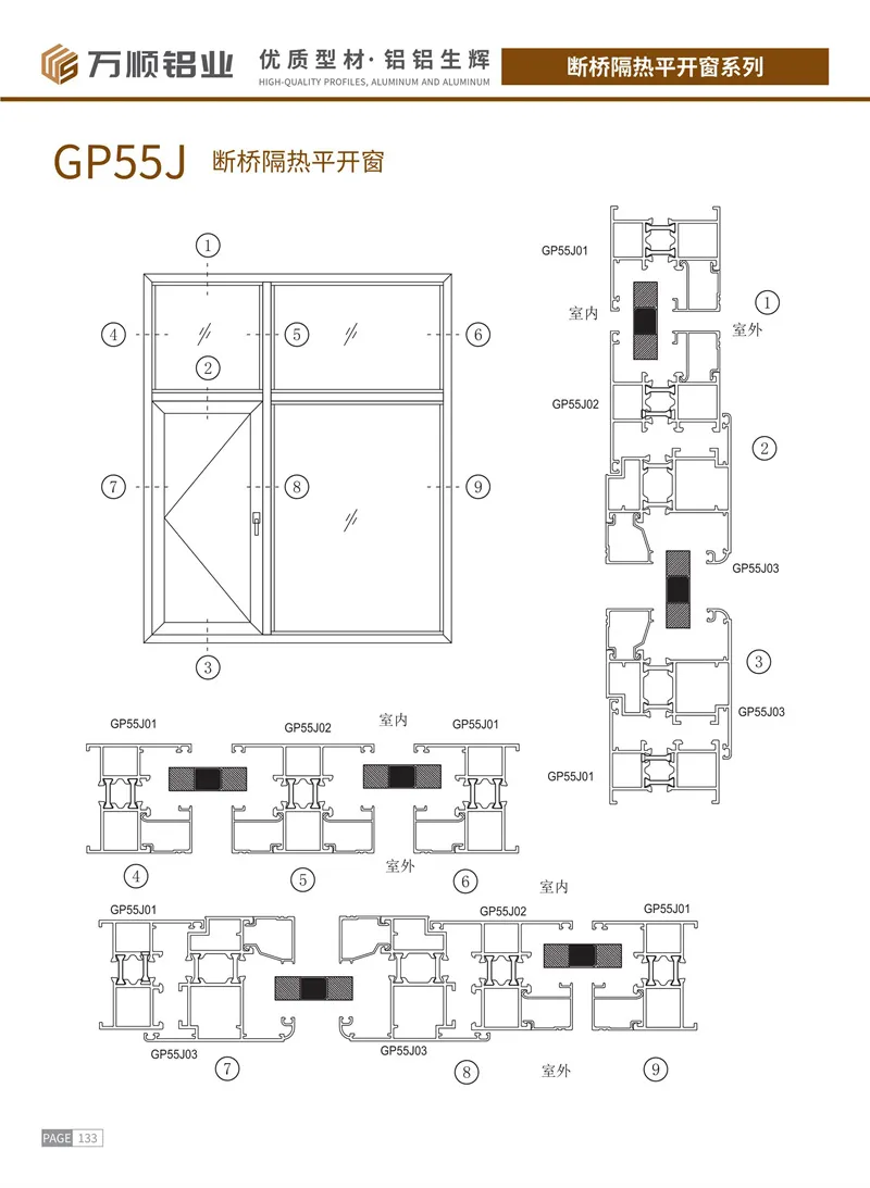 GP55J Thermal Break Casement Window Profile