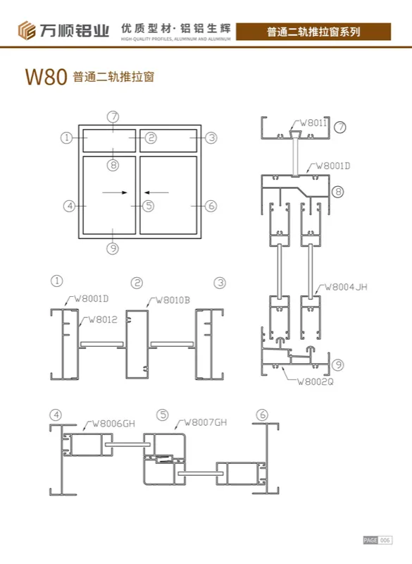 W80 Standard 2-Track Sliding Window Profile