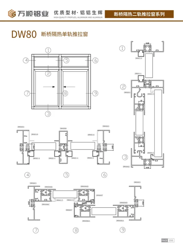 DW80 Thermal Break Single-Track Sliding Window Profile