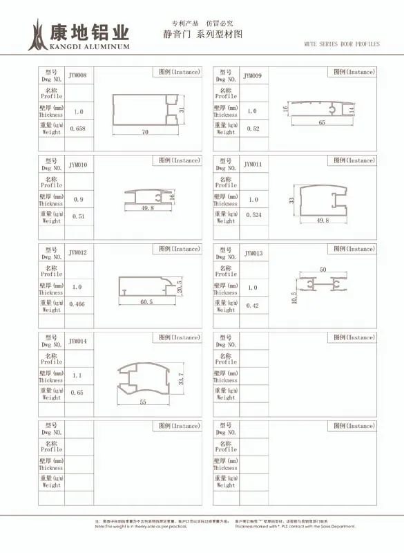 Aluminum Door Profile Style 2